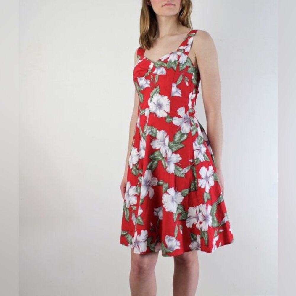 Aloha Moi Hawaiian Sundress with Ruched Elastic Back Hawaiian Dress Size Large